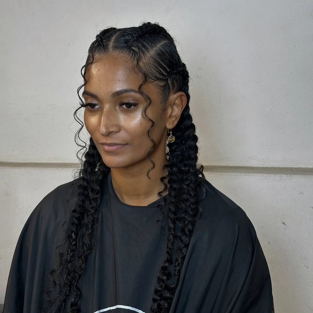 butterfly braids hairstyle Soft Butterfly Braids With Face-Framing Curly Pieces