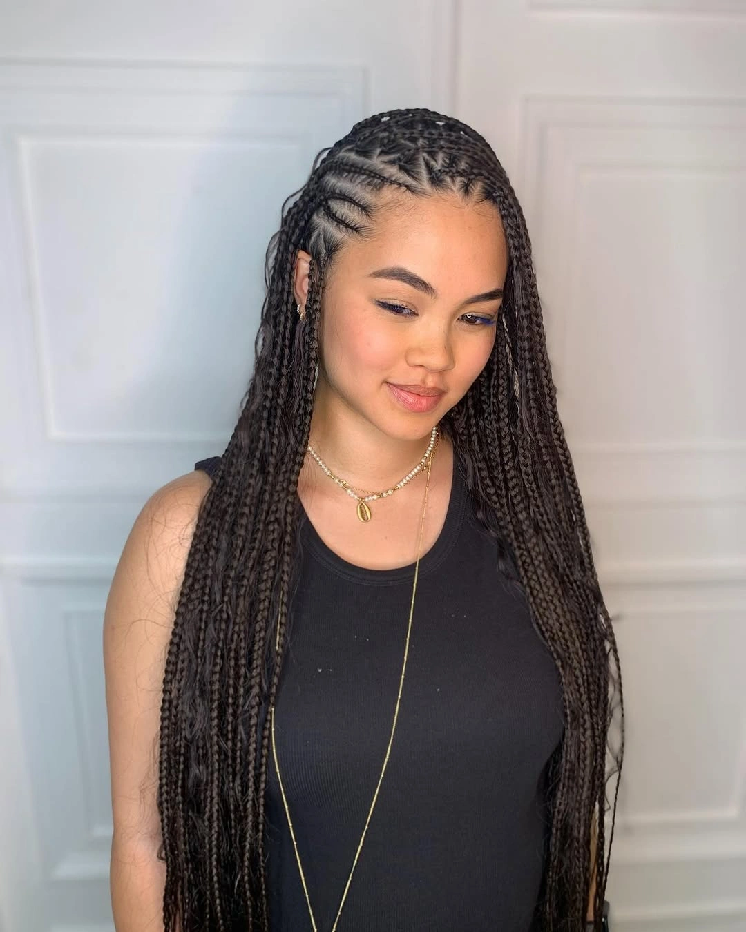 butterfly braids hairstyle Long Micro Butterfly Braids With Elegant Half Styling