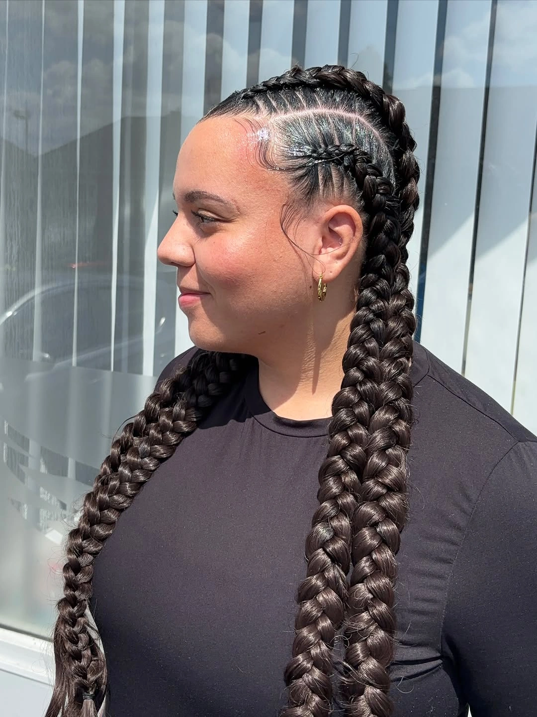 butterfly braids hairstyle Classic Long Butterfly Braids With Sleek Defined Parting
