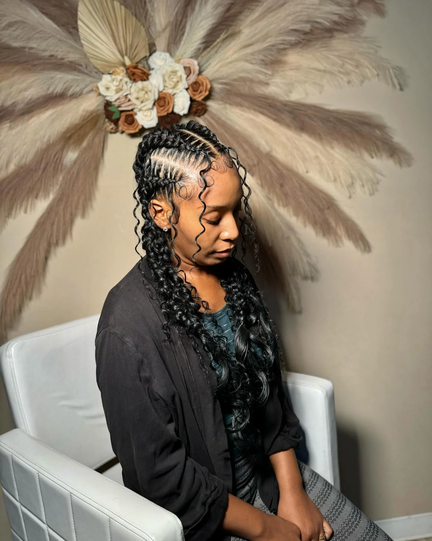 butterfly braids hairstyle Defined Butterfly Braids With Loose Spiral Curls