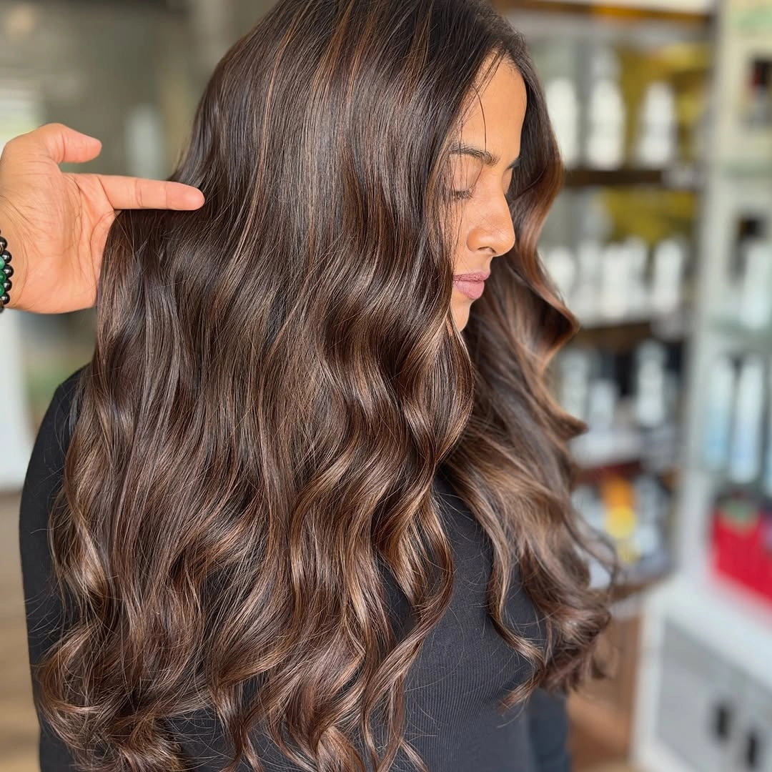 chestnut brown hair color Soft Chocolate Chestnut With Loose Dimensional Curls