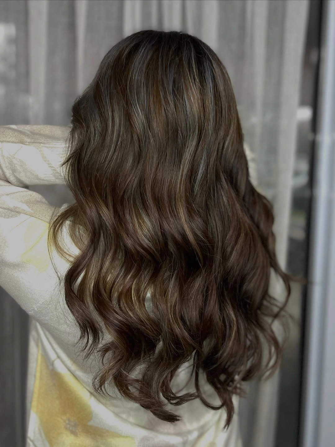 chestnut brown hair color Mocha Chestnut Waves With A Soft Neutral Shine