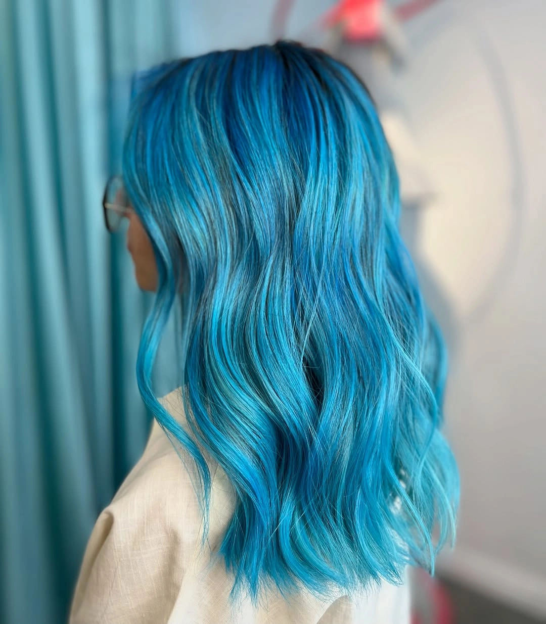 choppy medium layered hair Electric Blue Waves With a Creative Edge