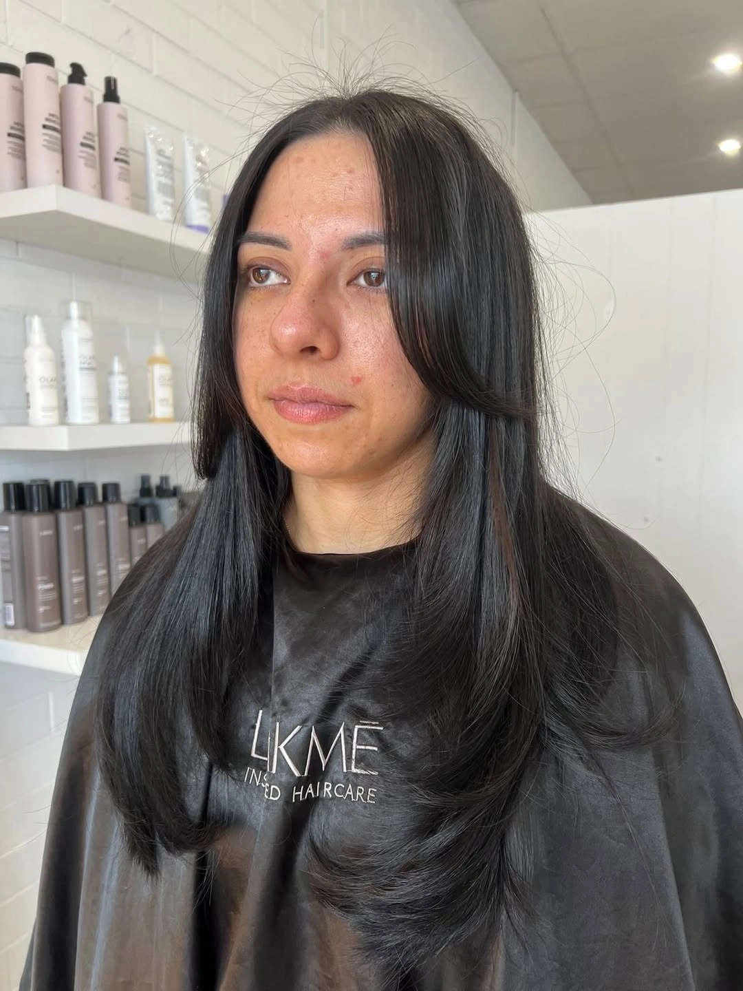 choppy medium layered hair Glossy Black Layers With Soft Face Framing