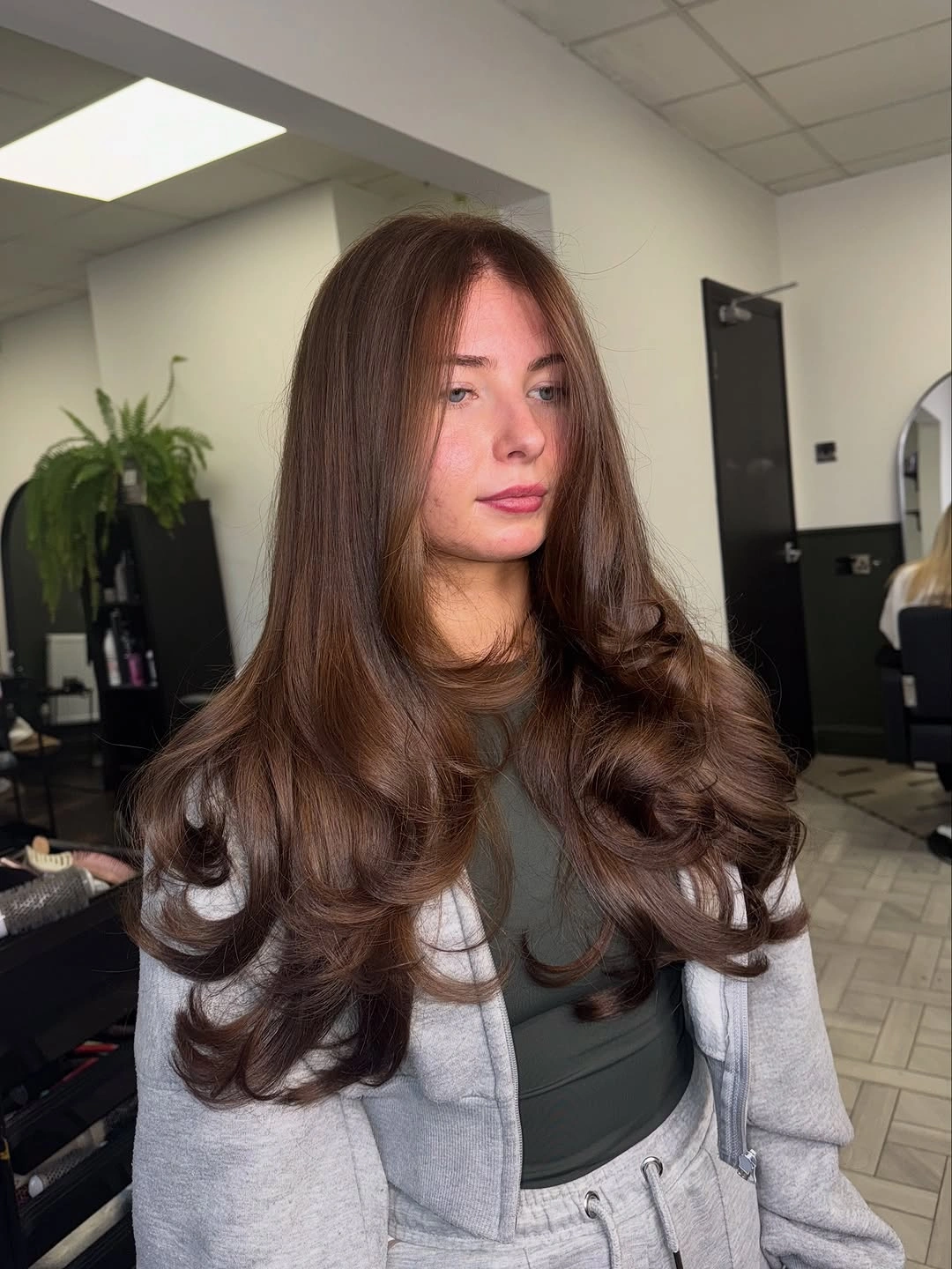 choppy medium layered hair Chocolate Brown Layers With Soft Curled Ends