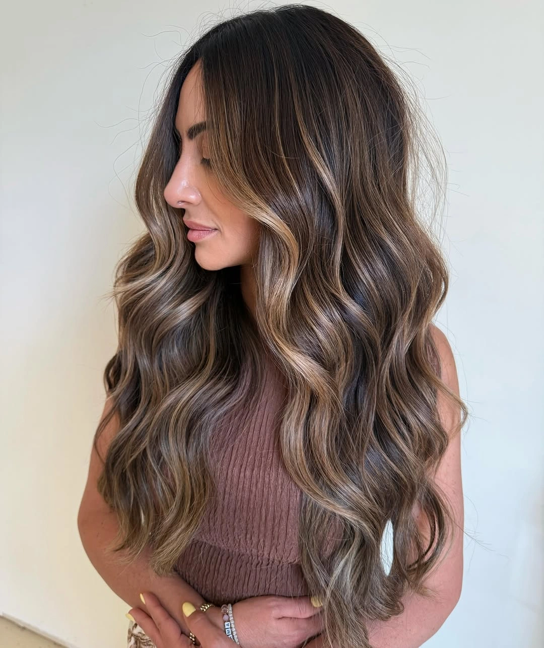 dimensional brunette hair color Glossy Chocolate Brunette With Natural Shine