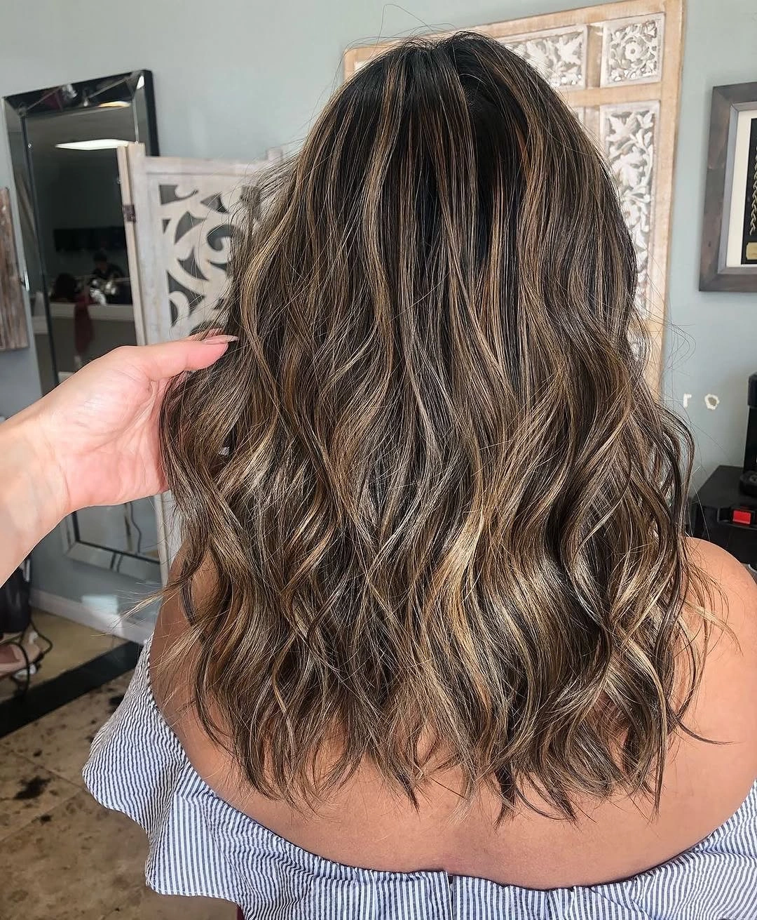 dimensional brunette hair color Cool Espresso Brunette With Smoky Ribbons