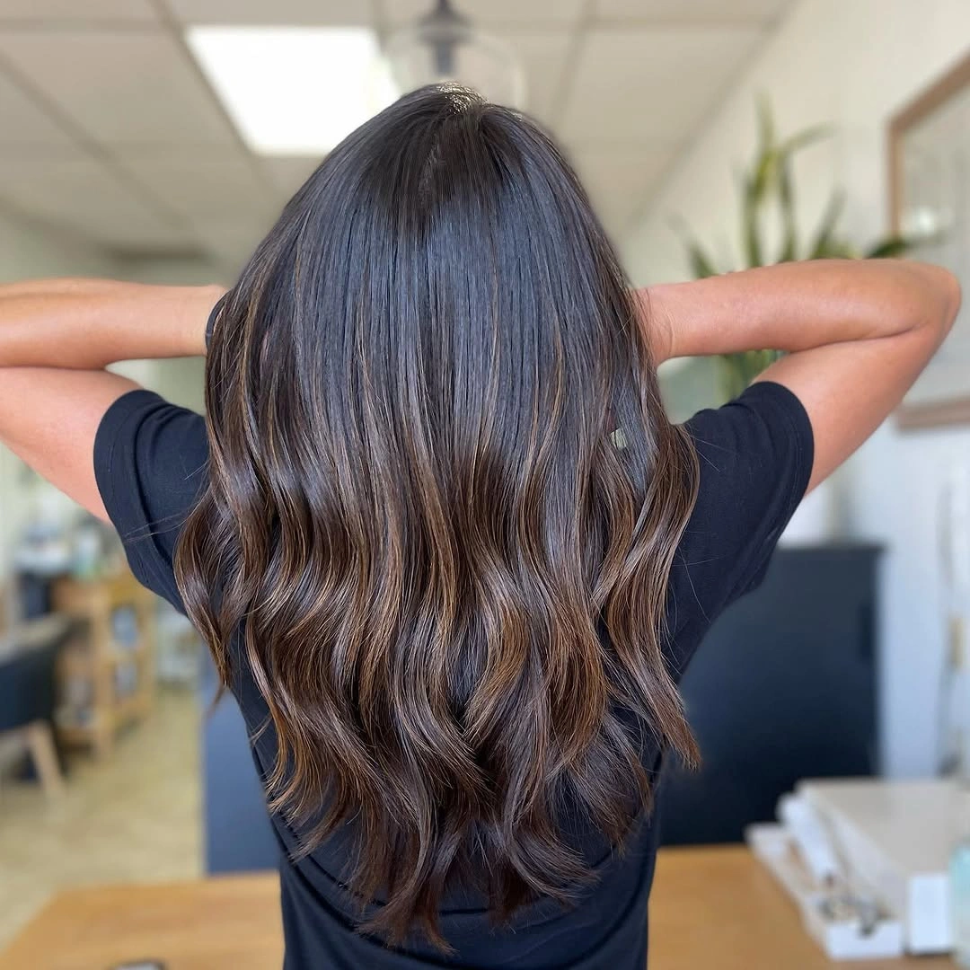dimensional brunette hair color Dark Brunette Melt With Low Maintenance Dimension