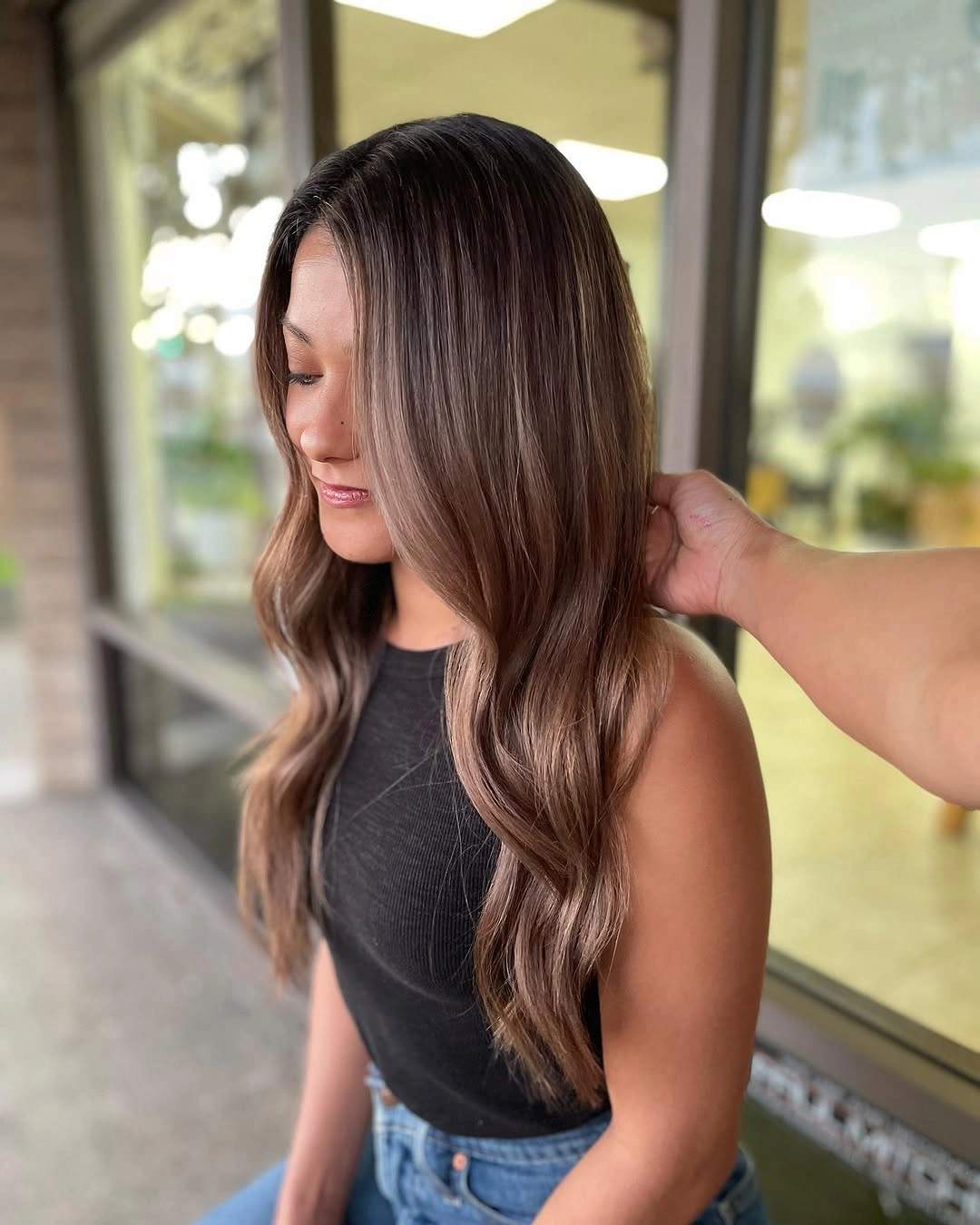 dimensional brunette hair color Medium Beige Brunette Layers With Smooth Texture