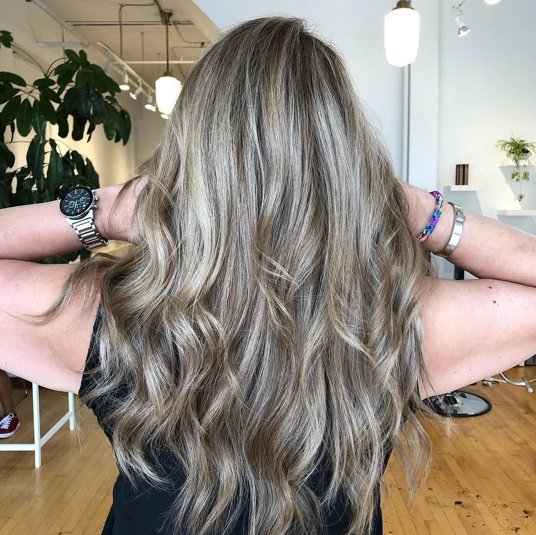 dirty blonde hair color Smoky Taupe Dirty Blonde With Luxury Balayage Blend