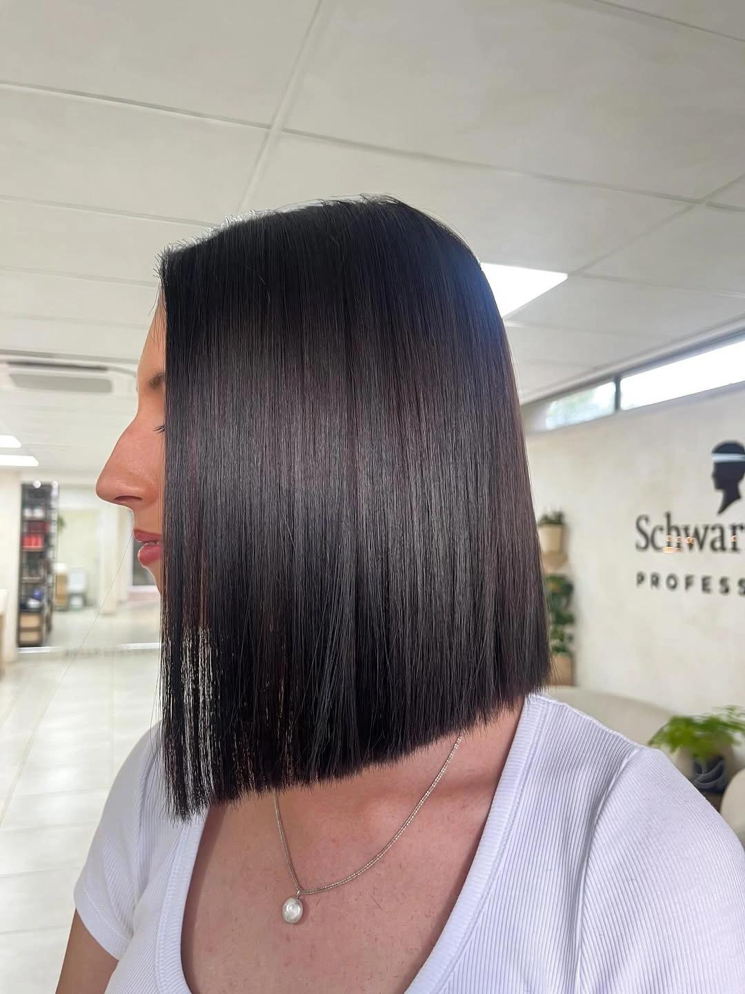fall bob haircut ideas 2026 Midnight Black Blunt Bob With Mirror Shine