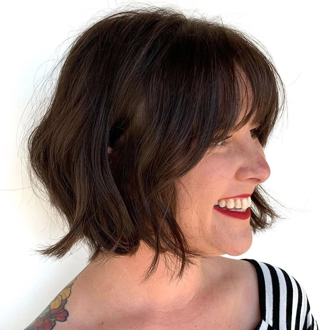 fall French Bob 2026 Shaggy Brunette French Bob With Playful Fringe