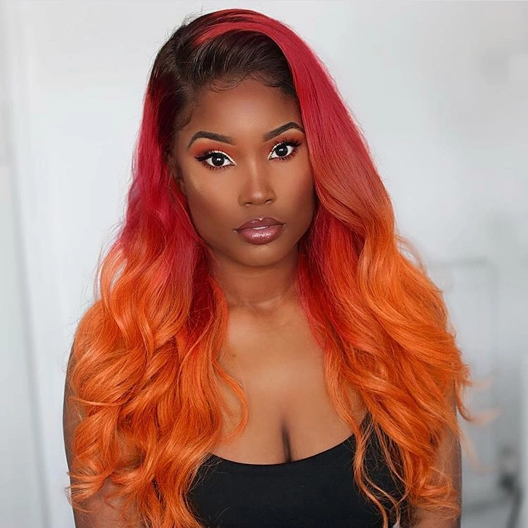 fall hair colors for black women 2026 Sunset Ombre with Fiery Copper Ends