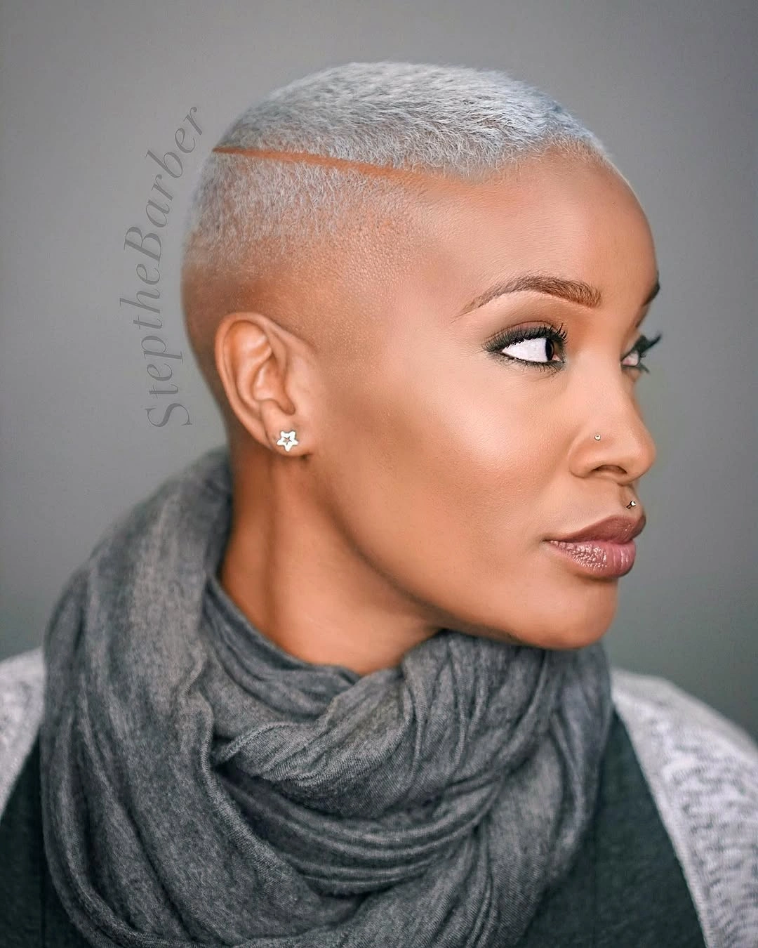 fall hair colors for black women 2026 Silver Buzz Cut That Makes Confidence the Main Color