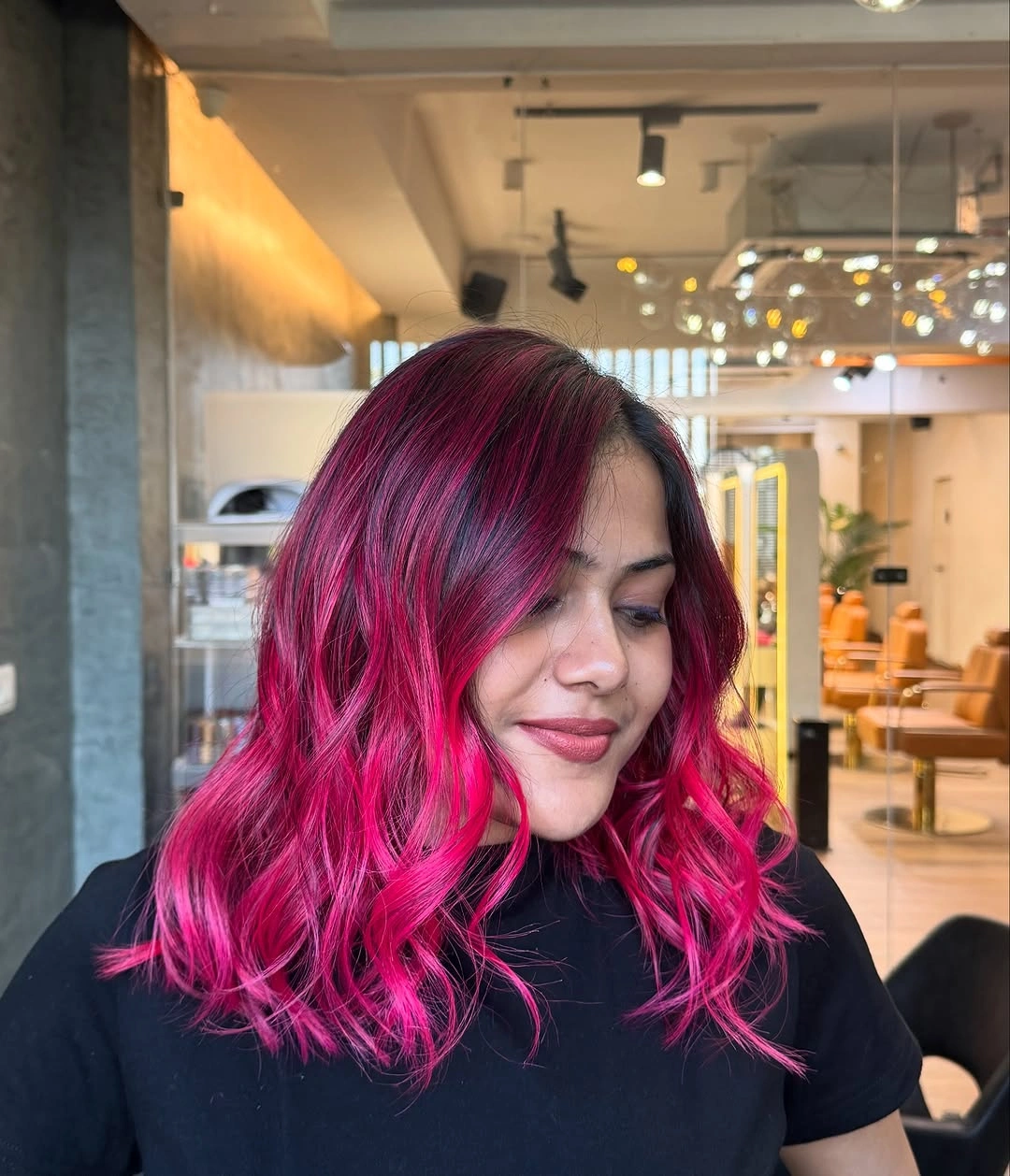 fall hair colour ideas 2026 Electric Raspberry Waves For A Bold Seasonal Statement