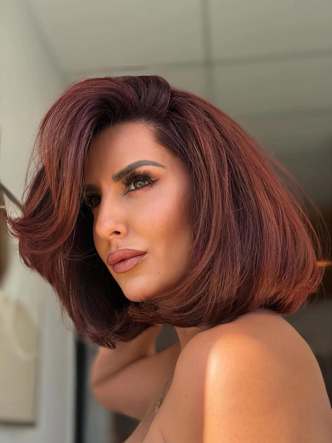 fall hair colour ideas 2026 Rich Cinnamon Chocolate Bob With Luxe Dimension