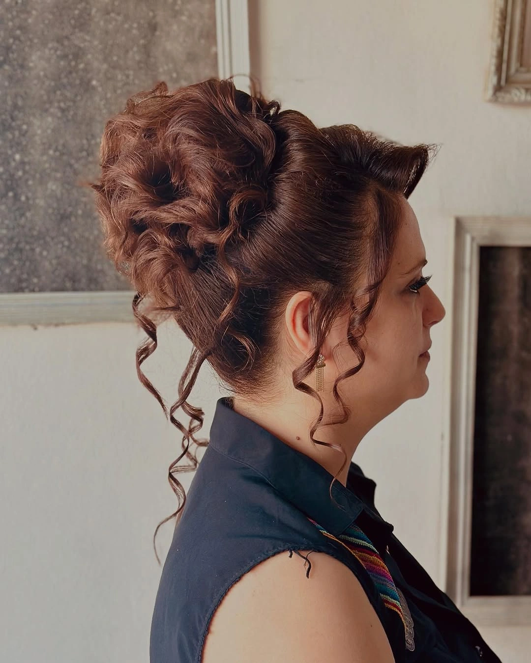 fall hairstyles 2026 Romantic Curly Updo With Vintage Charm