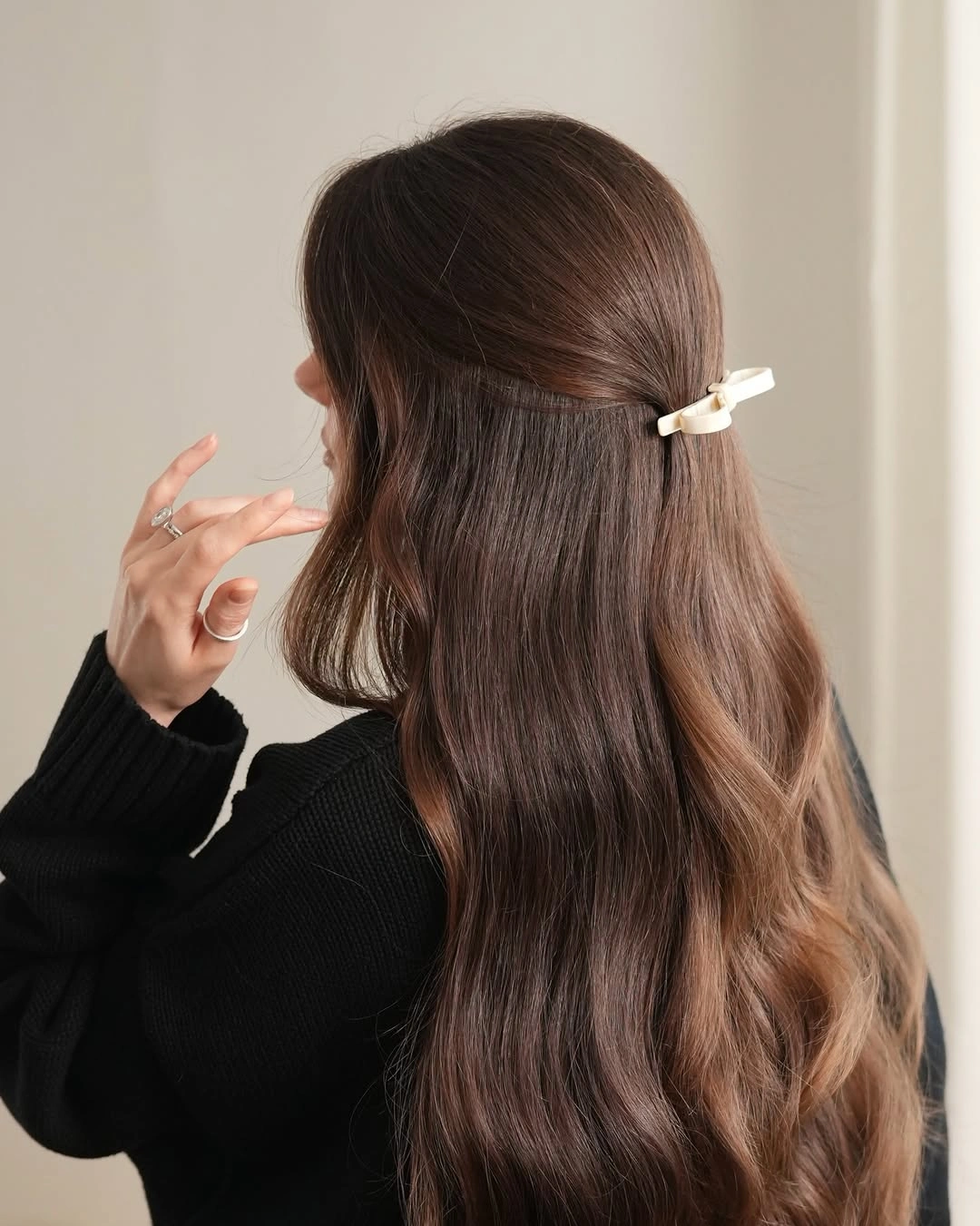 fall hairstyles 2026 Minimalist Half-Up Bow for Everyday Elegance