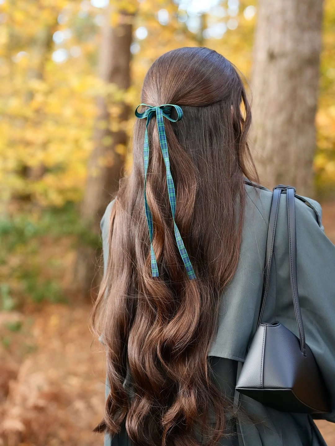 fall hairstyles for long hair 2026 Romantic Half-Up Ribbon Style for Everyday Autumn