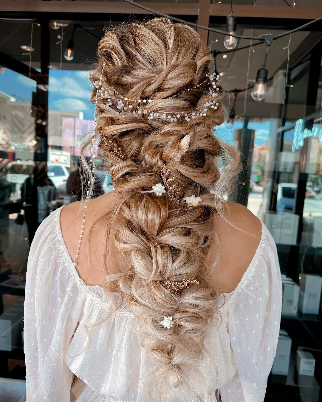 fall hairstyles for long hair 2026 Romantic Textured Bridal Braid for Autumn Weddings
