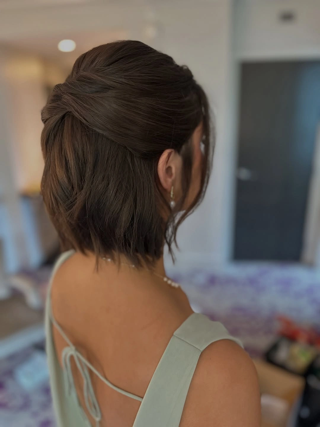 Fall hairstyles for short hair 2026 Twisted Half Up Style That Elevates a Short Bob