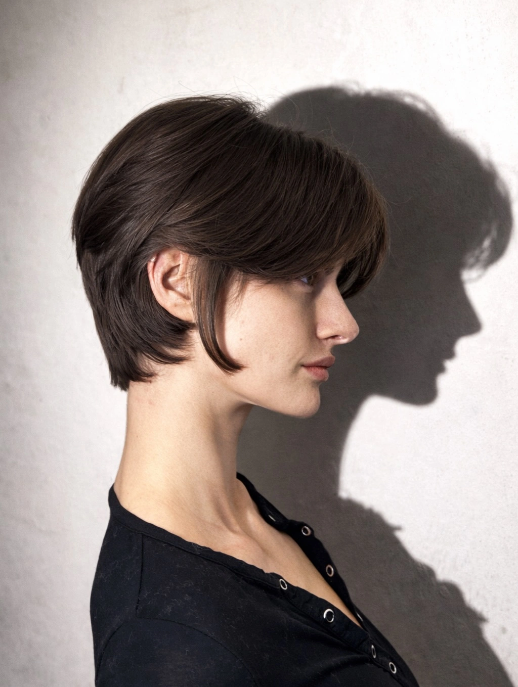 Fall hairstyles for short hair 2026 French-Inspired Brunette Pixie with Soft Curtain Layers