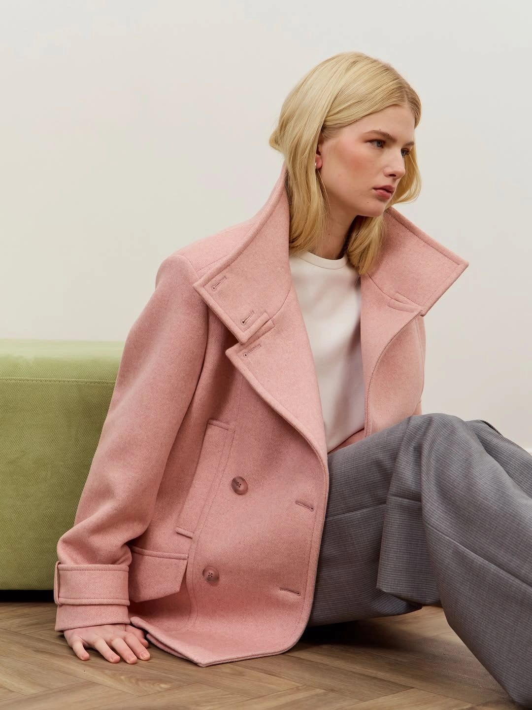 fall outfits with peacoat Soft Pink Peacoat With Modern Feminine Style