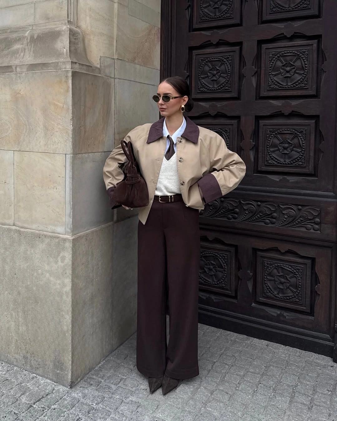 fall outfits with peacoat Vintage Inspired Peacoat With Rich Brown Accents