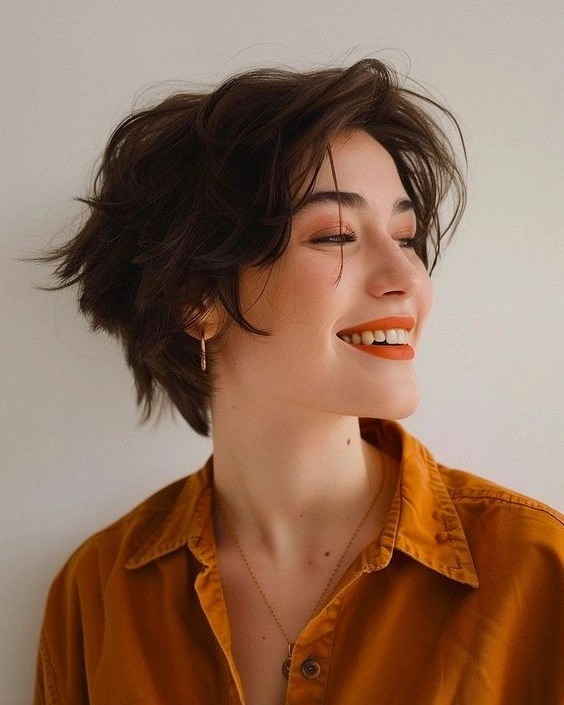 fall pixie haircut ideas 2026 Voluminous Tousled Pixie for Relaxed Fall Days