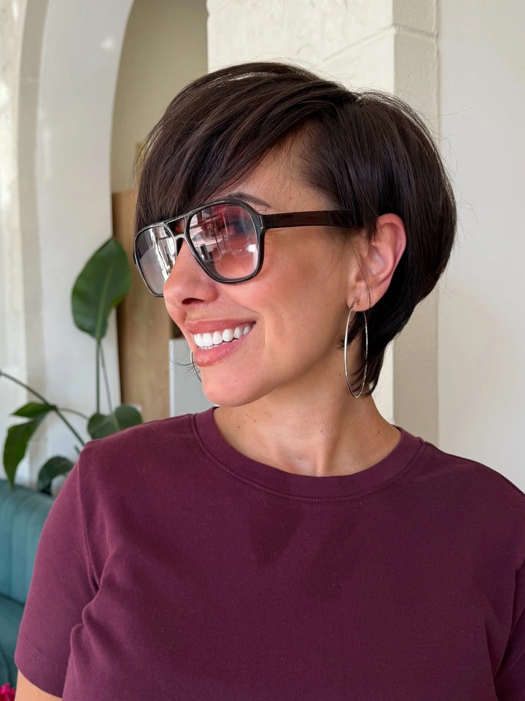 fall pixie haircut ideas 2026 Rounded Pixie Bob with Long Side Fringe