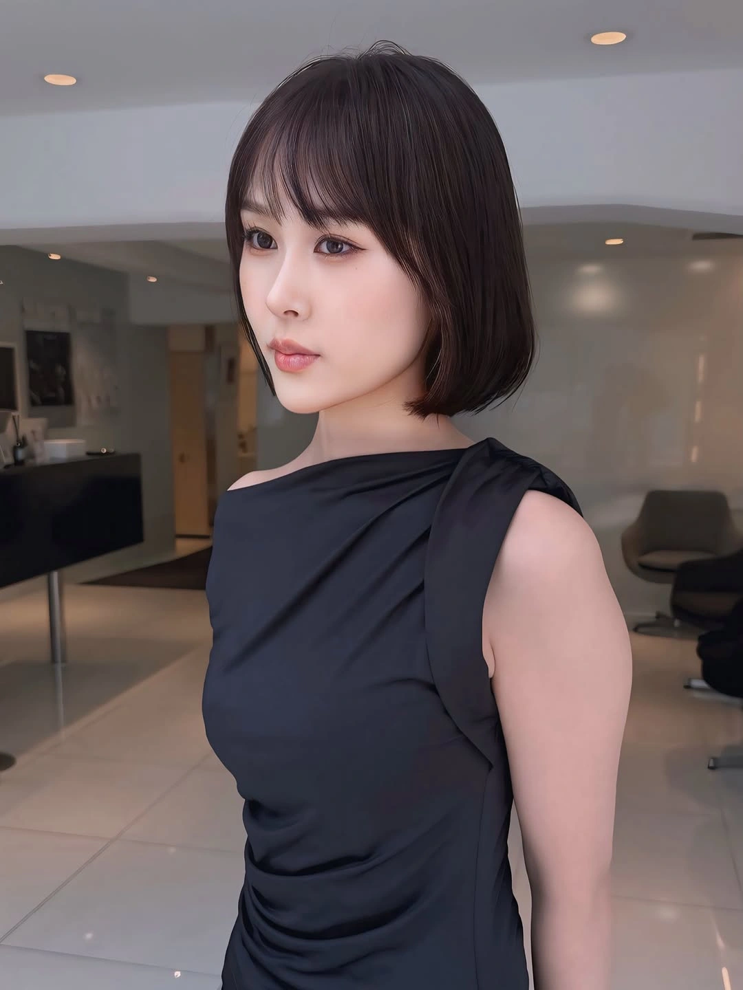 fall short haircuts 2026 Soft Blunt Bob With Feather-Light Fringe