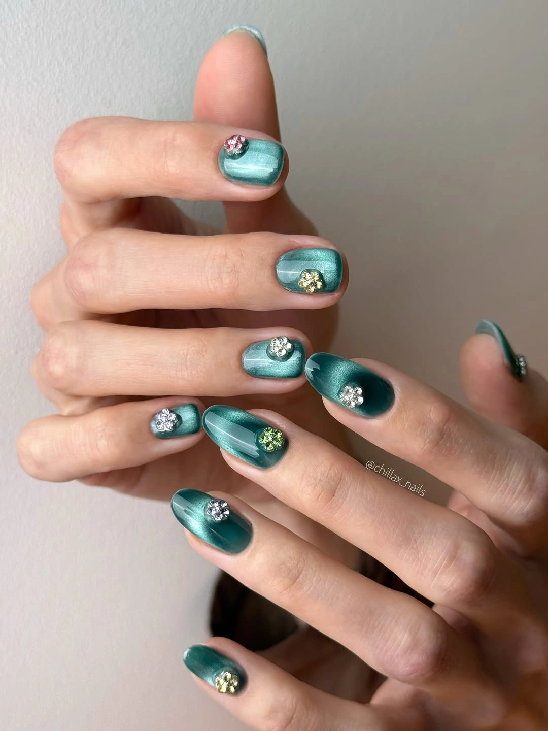 Fall short nails 2026 Teal Short Nails With Marble and Gold Details