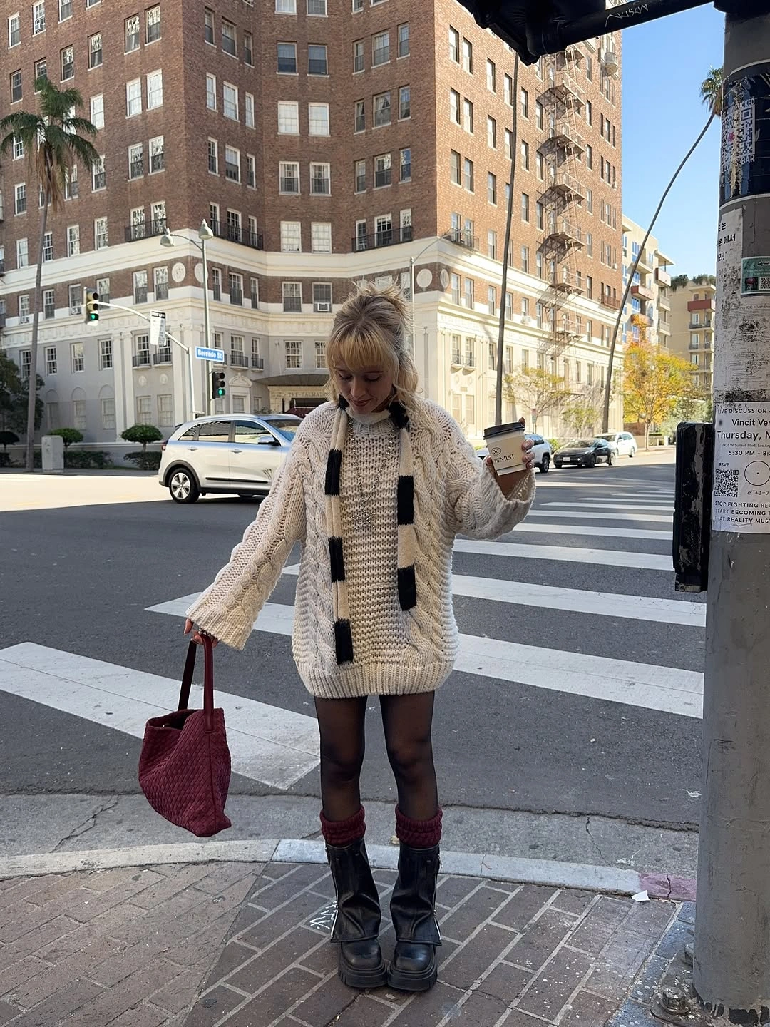fall sweater dress outfits 2026 Cream Cable Knit Sweater Dress With Cozy Fall Layers