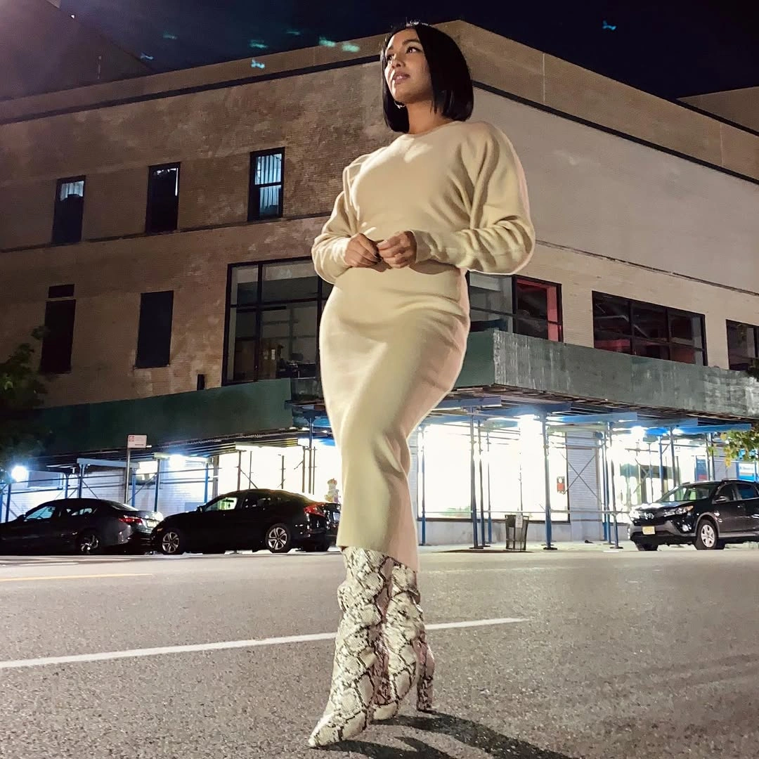 fall sweater dress outfits 2026 Chic Cream Sweater Dress With Statement Ankle Boots