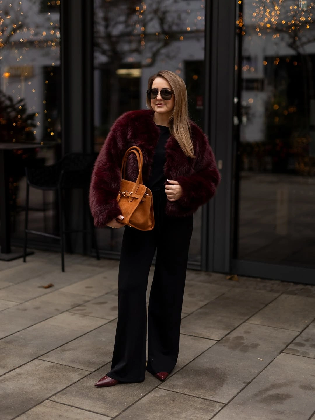 faux fur jacket Rich Burgundy Faux Fur for Elegant Winter Evenings