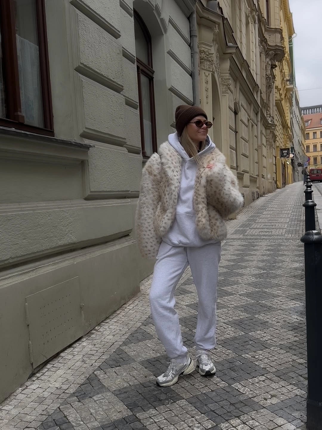faux fur jacket White Faux Fur and Cozy Athleisure for Weekend Comfort