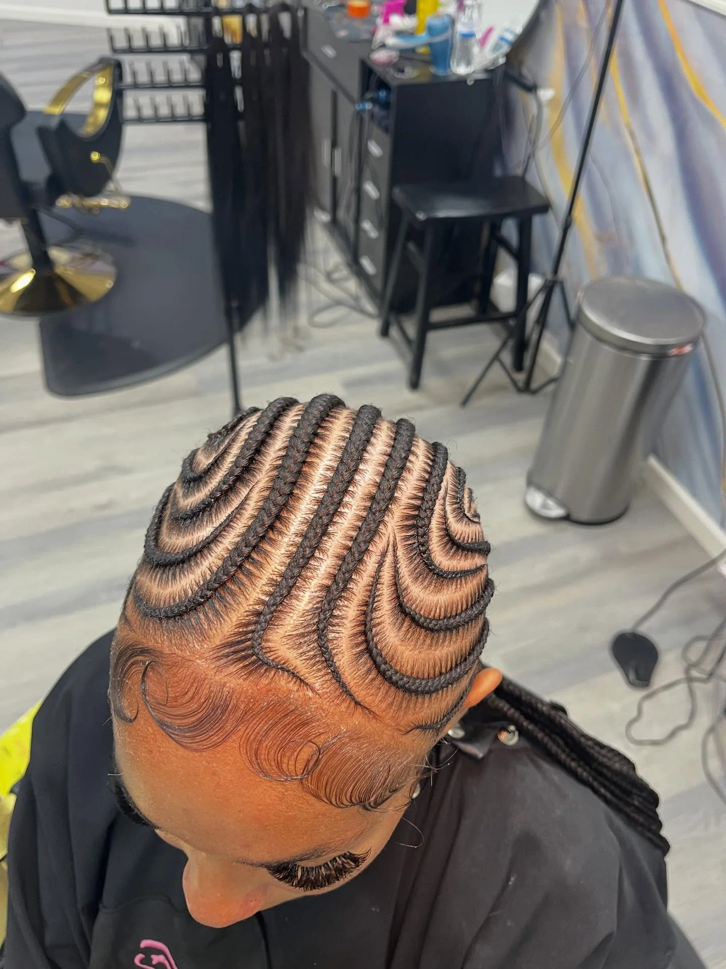 feed in braid hairstyles Flowing Curved Feed-In Cornrows with Sculpted Baby Hairs