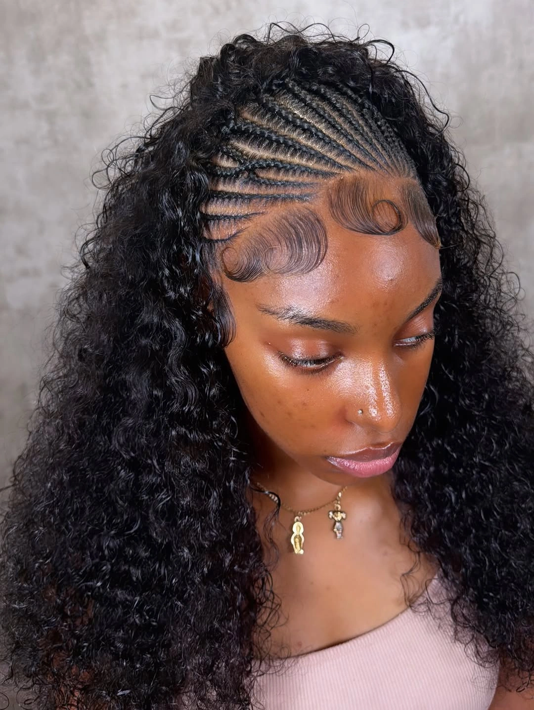 feed in braid hairstyles Half-Up Curly Feed-In Braids with Soft Natural Texture