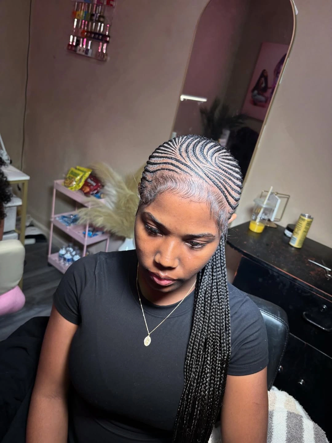 feed in braid hairstyles Precision Swirl Feed-In Cornrows with Long Braids
