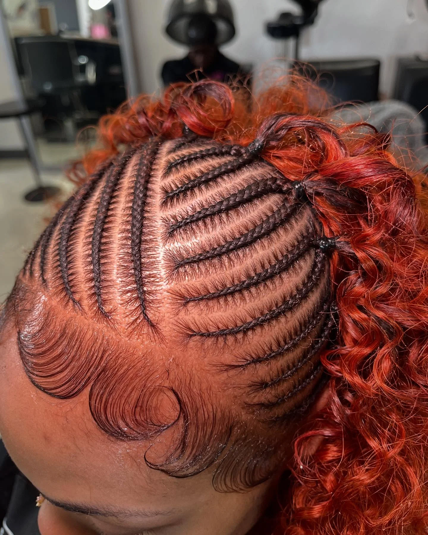feed in braid hairstyles Half-Up Curly Feed-In Style with Warm Copper Curls
