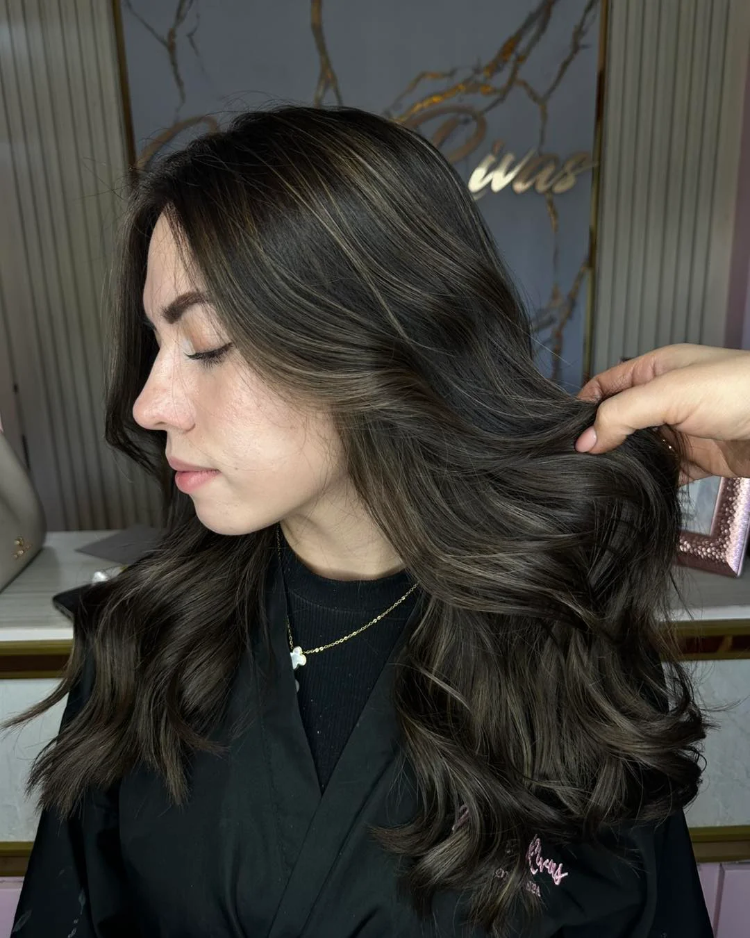 full head babylights blonde on brown hair Cool Smoky Brunette With Invisible Babylight Dimension