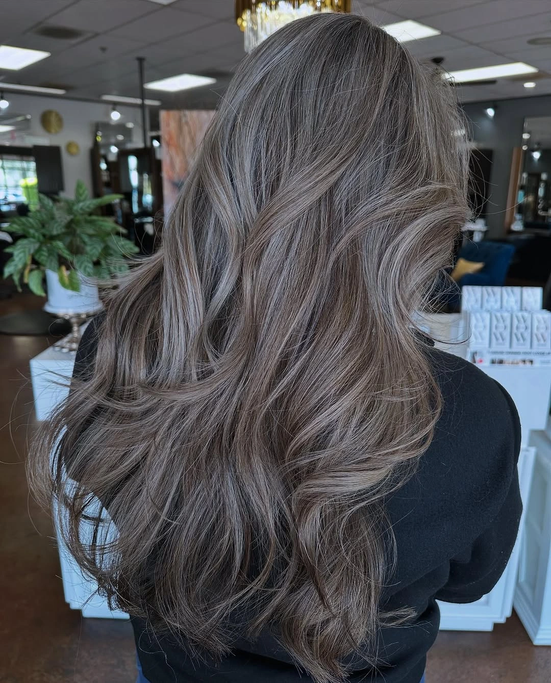 full head babylights blonde on brown hair Smoky Ash Babylights With Luxurious Long Layers