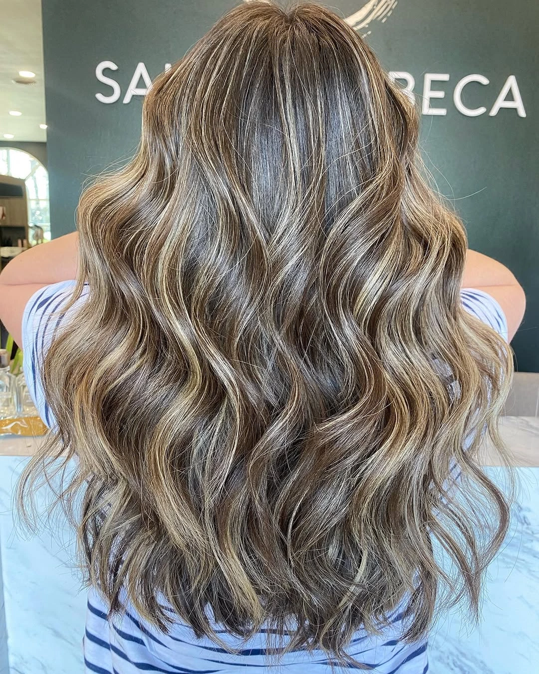 full head babylights blonde on brown hair Dimensional Beige Blonde Waves With Full Head Babylights