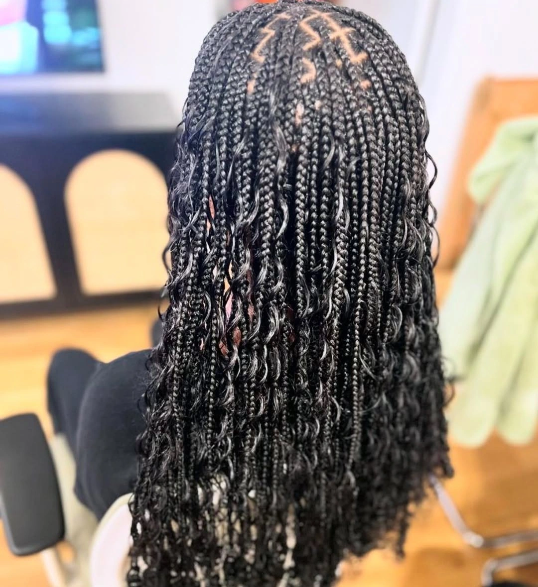goddess braid Classic Black Goddess Braids with Soft Curly Texture