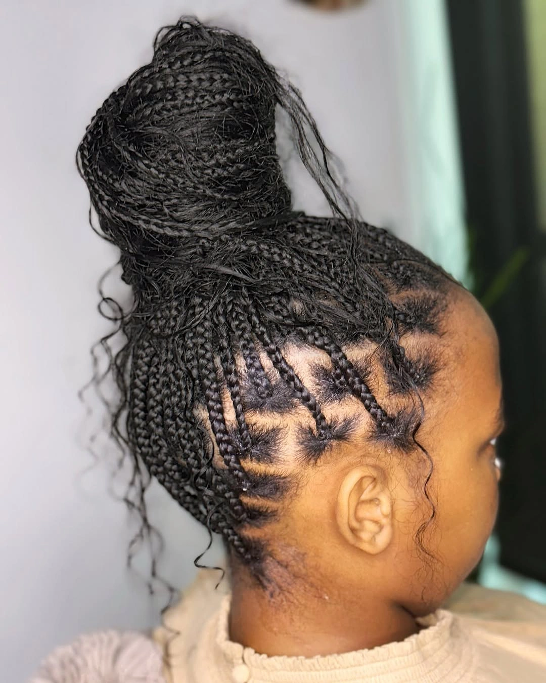 goddess braid High Bun Goddess Braids with Geometric Protective Styling