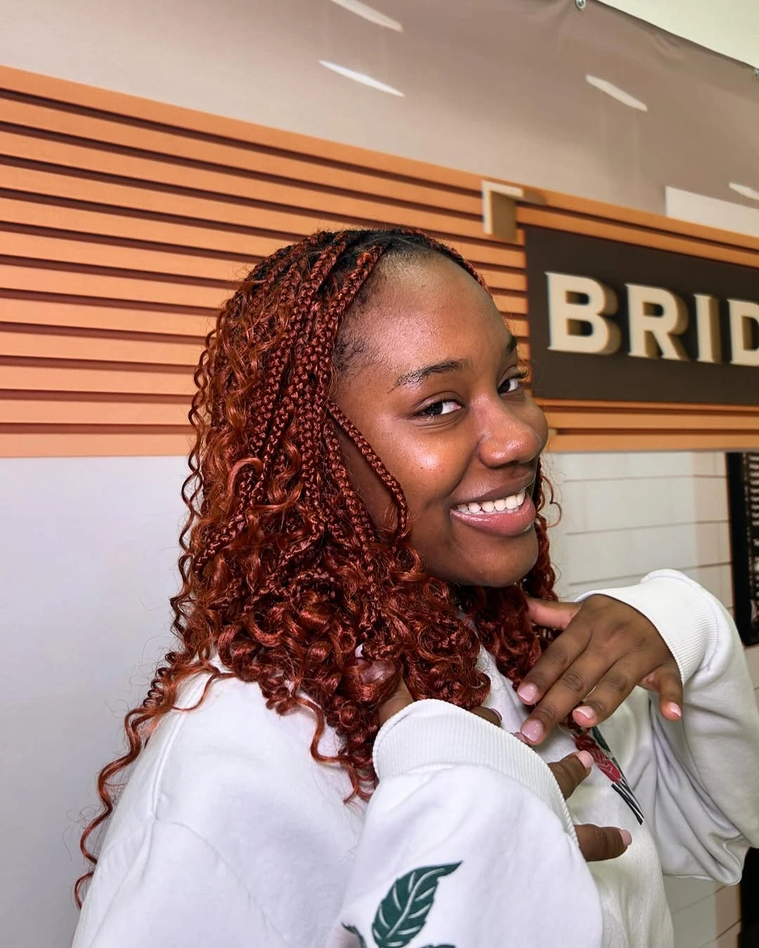 goddess braid Warm Ginger Goddess Braids with Defined Spiral Curls