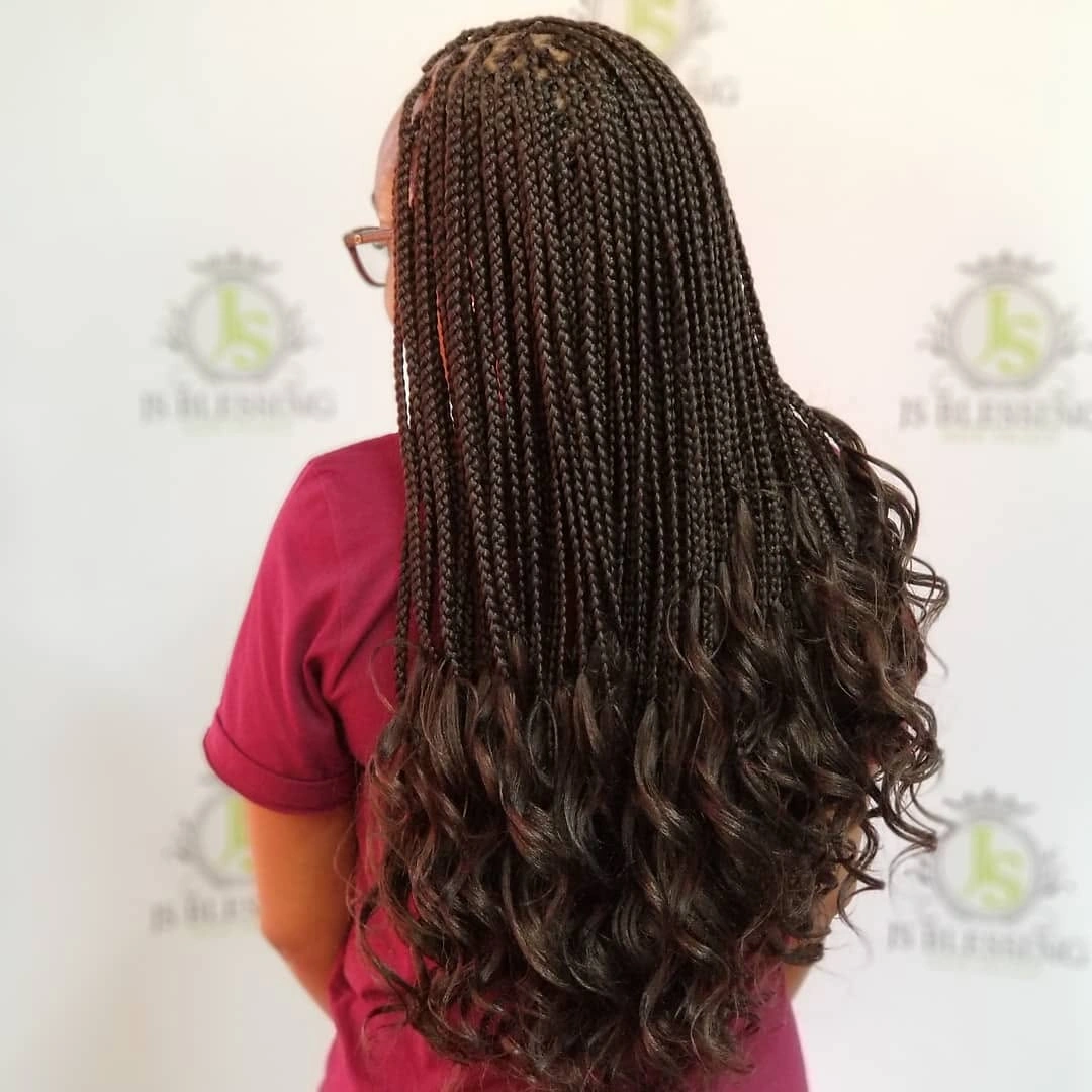 goddess braid Long Brown Goddess Braids with Flowing Curly Ends