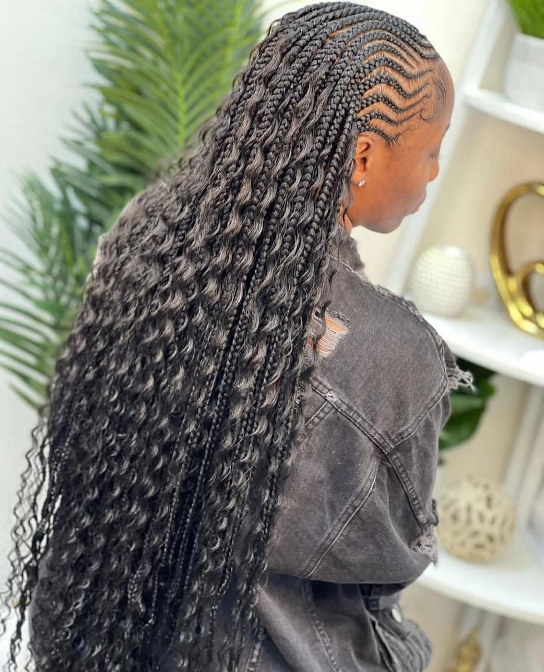 goddess braid Wavy Goddess Braids with Artistic Side Cornrows
