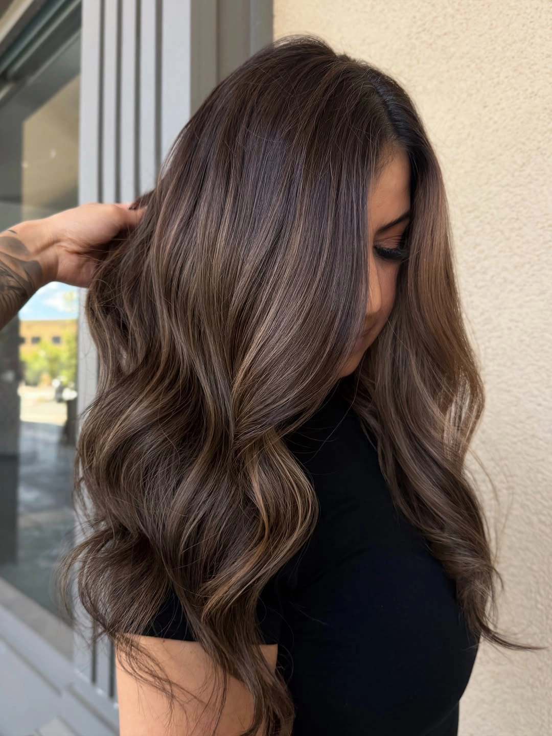 Hair Lowlights: Color Ideas and Inspiration Soft Mocha Lowlights for Naturally Rich Brunette Hair