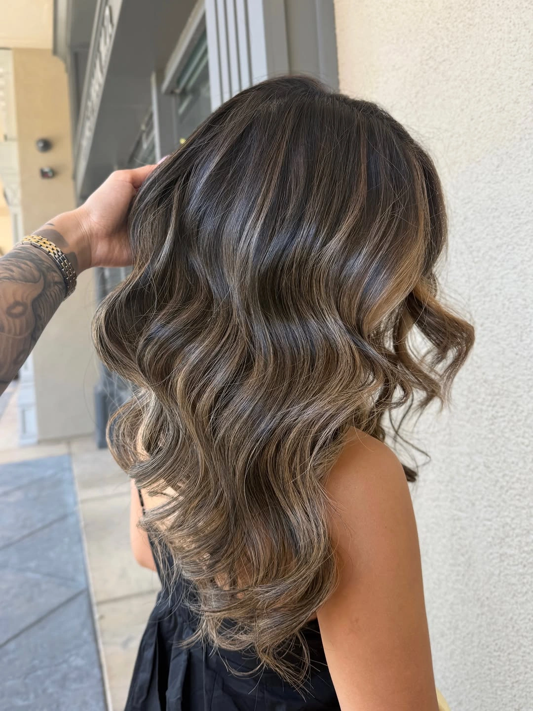 Hair Lowlights: Color Ideas and Inspiration Smoky Mushroom Dimension with Seamless Cool-Toned Lowlights